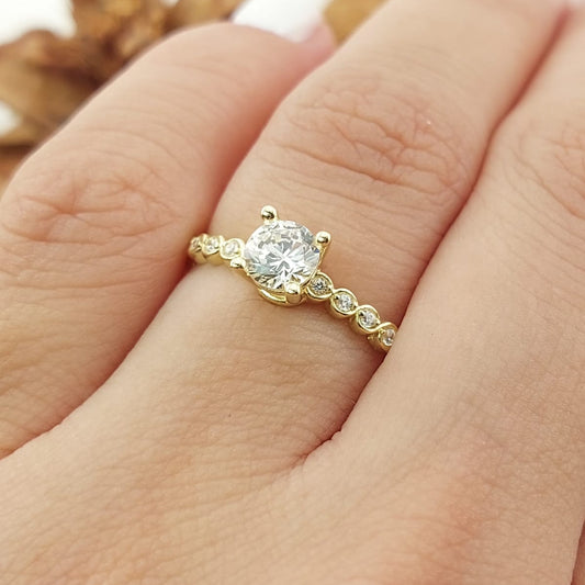 Anillo Compromiso Promesa CZ 5mm Oro 10k 27340