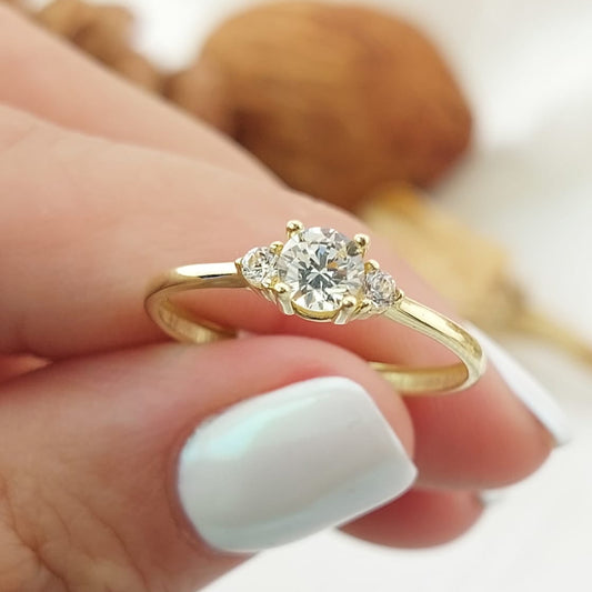 Anillo Compromiso Promesa CZ 3mm Oro 10k 27341