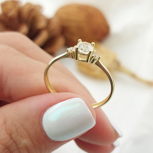 Anillo Compromiso Promesa CZ 3mm Oro 10k 27341