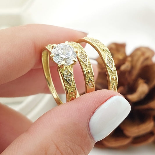 Anillos Trío Matrimonio Oro 10k 27326
