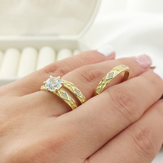 Anillos Trío Matrimonio Oro 10k 27326
