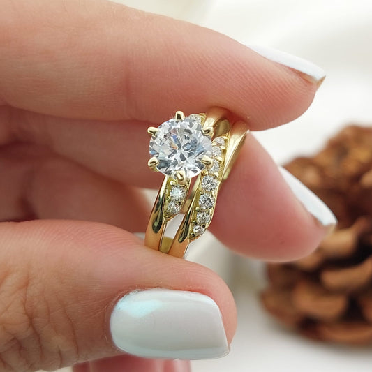 Anillos Dúo Compromiso Oro 10k CZ 6mm 27330