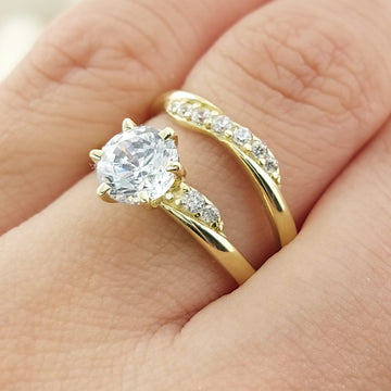 Anillos Dúo Compromiso Oro 10k CZ 6mm 27330