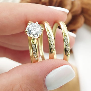 Anillos Trío Matrimonio Oro 10k 27327