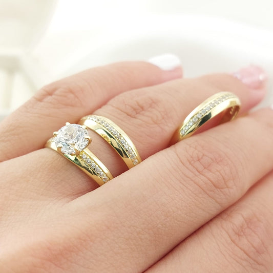 Anillos Trío Matrimonio Oro 10k 27329