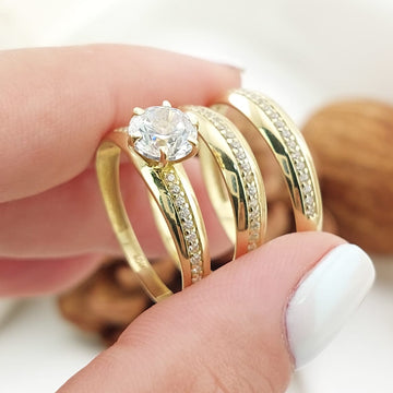 Anillos Trío Matrimonio Oro 10k 27329