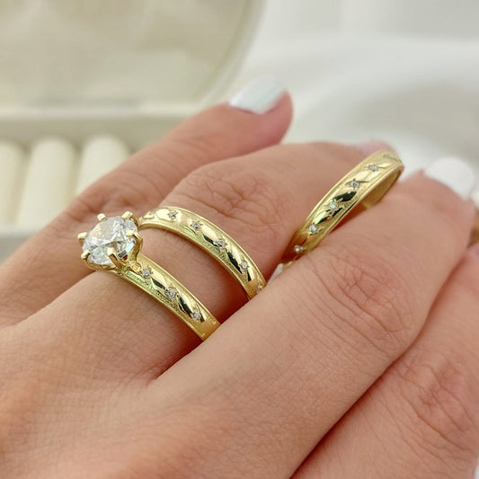 Anillos Trío Matrimonio Oro 10k 27328