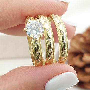 Anillos Trío Matrimonio Oro 10k 27328