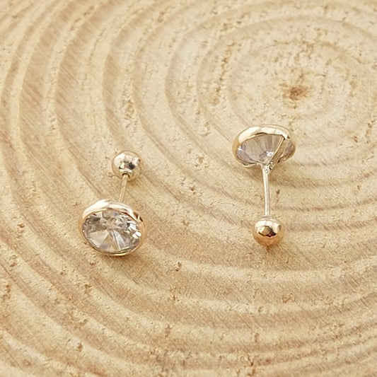 Dormilones Biselado blanco 6mm Oro 10K 17808