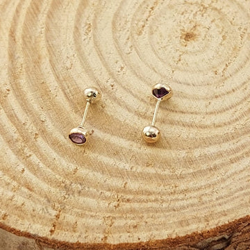 Dormilones Biselado Amatista 3mm Oro 10K 27324