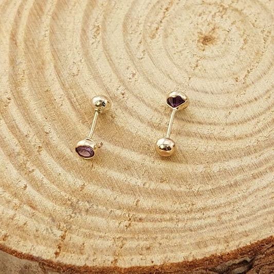 Dormilones Biselado Amatista 3mm Oro 10K 27324