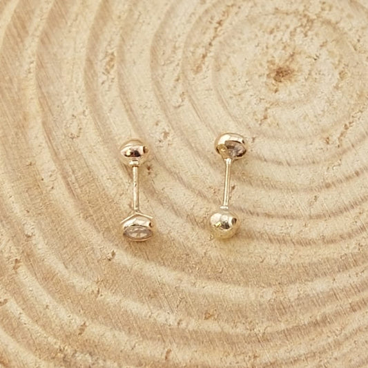 Dormilones Biselado Blanco 3mm Oro 10K 18549