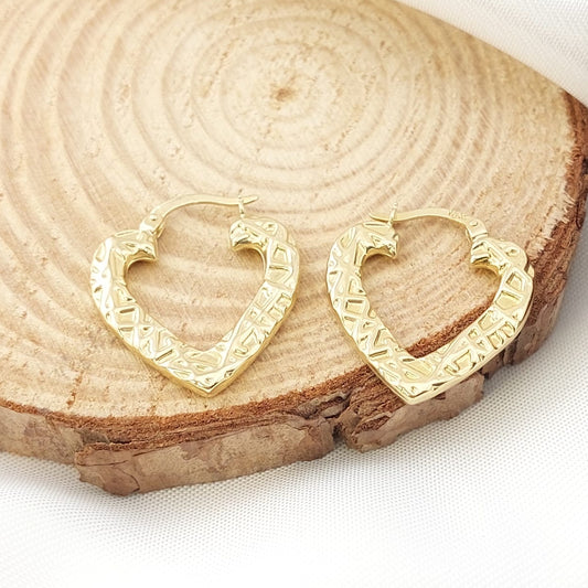 Argollas Corazón 22mm Oro 10k Italia 27381