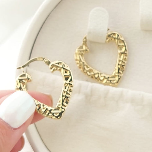 Argollas Corazón 22mm Oro 10k Italia 27381