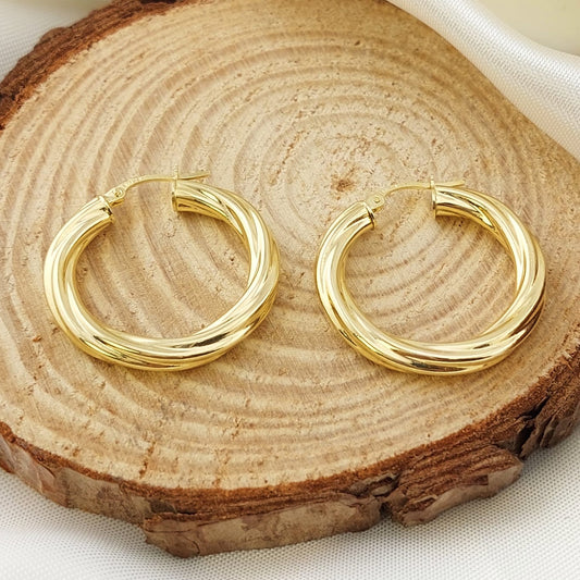 Argollas 26mm/4mm grosor Oro 10k Italia 27377