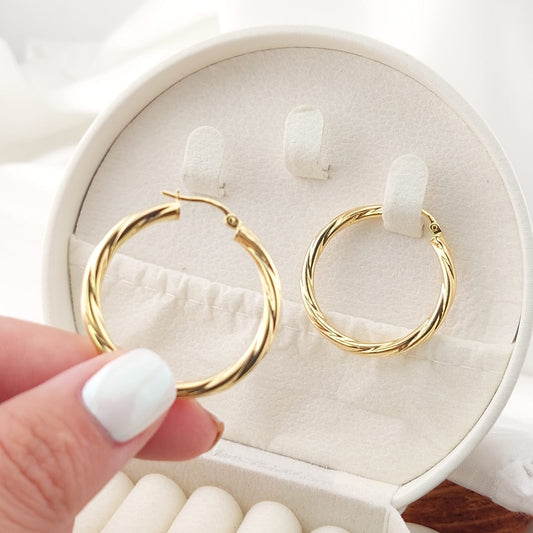Argollas 30mm/3mm grosor Oro 10k Italia 27374