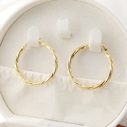 Argollas 30mm/3mm grosor Oro 10k Italia 27374