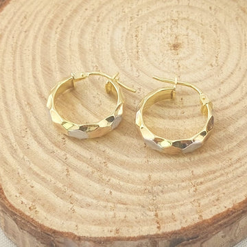 Argollas 15mm/4mm Tres Tonos Oro 10k Italia 27391
