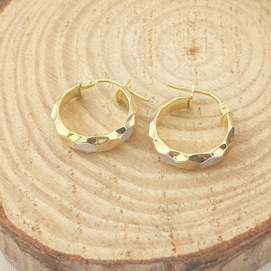 Argollas 15mm/4mm Tres Tonos Oro 10k Italia 27391
