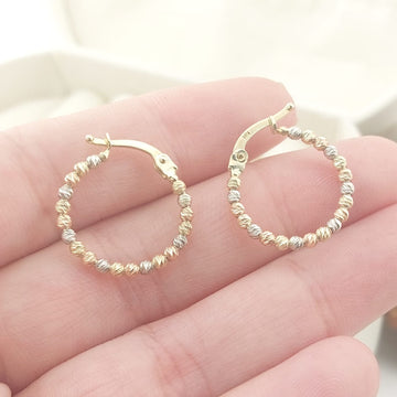 Argollas 18mm/2mm Tres Tonos Oro 10k Italia 27387