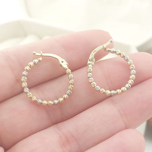 Argollas 18mm/2mm Tres Tonos Oro 10k Italia 27387