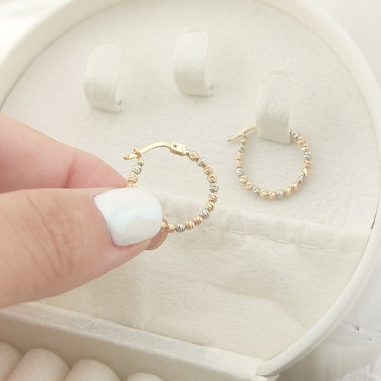 Argollas 18mm/2mm Tres Tonos Oro 10k Italia 27387