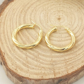 Argollas 20mm/2mm Oro 10k Italia 27389