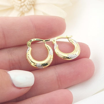 Argollas 13mm Tres Tonos Oro 10k Italia 27409