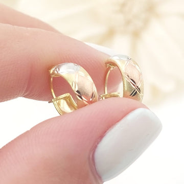 Argollas 10mm Tres Tonos Oro 10k Italia 27416