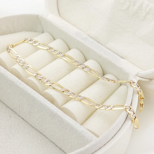 Pulsera Figaro Diamantada 19cm/3mm Oro 10k 27429