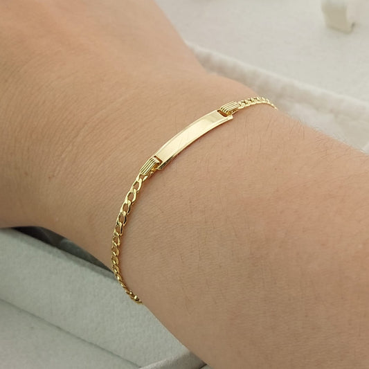 Pulsera Placa Niños 14cm/2mm Oro 10k 26050