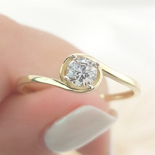 Anillo Compromiso Promesa CZ 5mm Oro 10k 27455