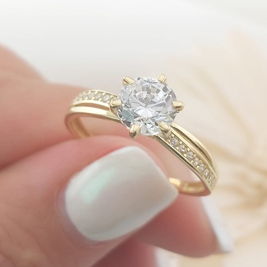 Anillo Compromiso Promesa CZ 6mm Oro 10k 27454