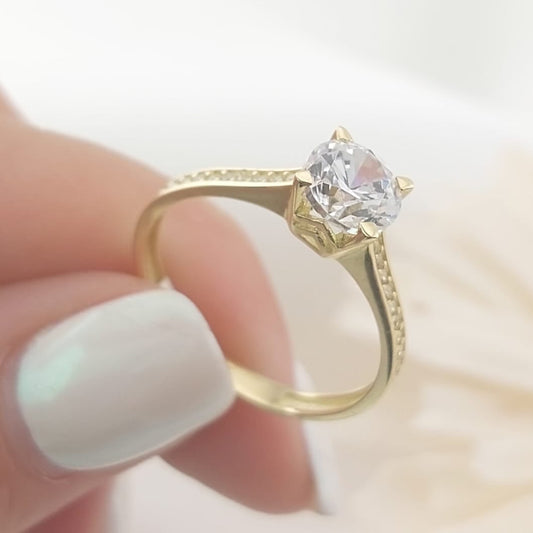 Anillo Compromiso Promesa CZ 5mm Oro 10k 27463