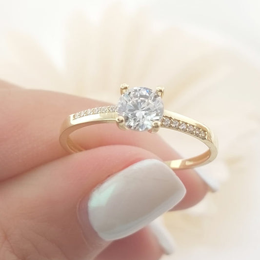 Anillo Compromiso Promesa CZ 5mm Oro 10k 27456