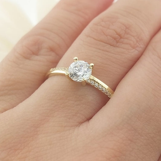 Anillo Compromiso Promesa CZ 5mm Oro 10k 27456