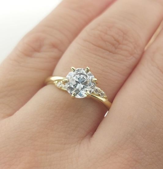 Anillo Compromiso Promesa CZ 6mm Oro 10k 27457