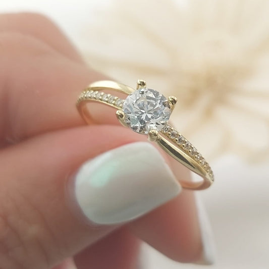 Anillo Compromiso Promesa CZ 4mm Oro 10k 27464