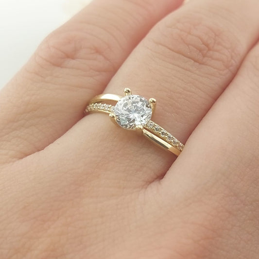 Anillo Compromiso Promesa CZ 4mm Oro 10k 27464