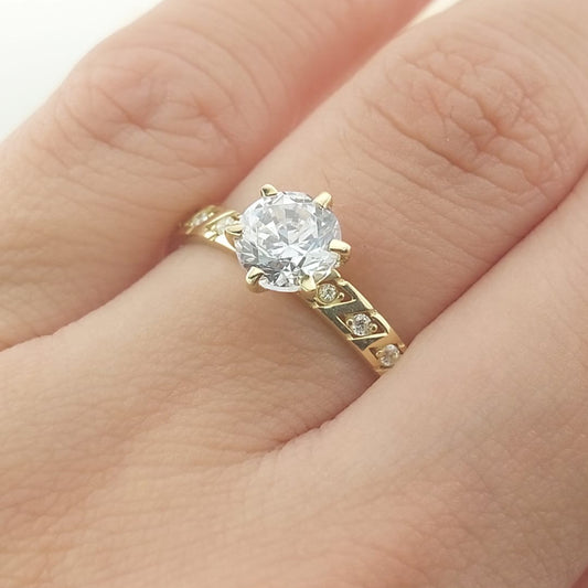 Anillo Compromiso Promesa CZ 6mm Oro 10k 27462