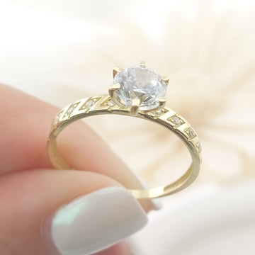 Anillo Compromiso Promesa CZ 6mm Oro 10k 27462