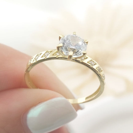 Anillo Compromiso Promesa CZ 6mm Oro 10k 27462