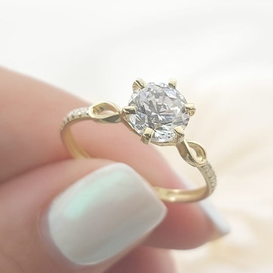 Anillo Compromiso Promesa CZ 6mm Oro 10k 27458