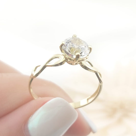 Anillo Compromiso Promesa CZ 7mm Oro 10k 27460
