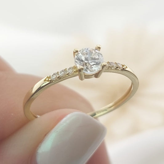 Anillo Compromiso Promesa CZ 4mm Oro 10k 27453