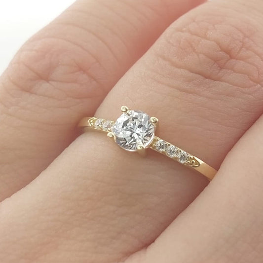 Anillo Compromiso Promesa CZ 4mm Oro 10k 27453