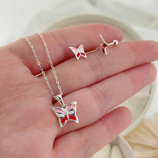 Juego Dama Nina Aretes Rosca Plata 925 25334