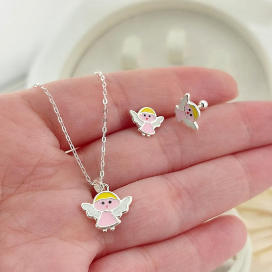 Juego Dama Nina Aretes Rosca Plata 925 25336