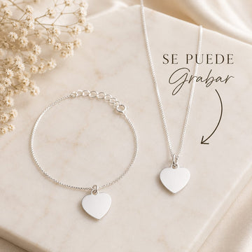 Juego Collar Placa 40-45cm/Pulsera Placa 17-18.5cm Plata 925 26259