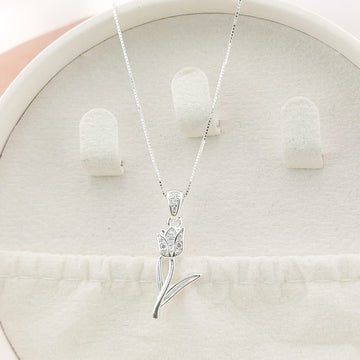 Collar 50cm Dije Tulipán 20mm Plata 925 26931